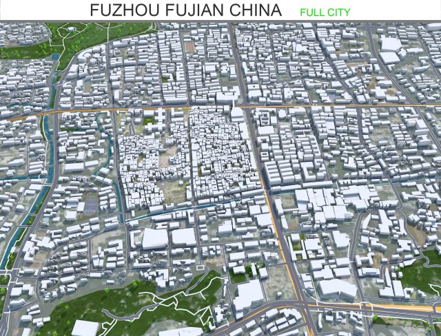 Fuzhou city Fujian China 80km 3D Модель .c4d .max .obj .3ds .fbx .stl .blend 