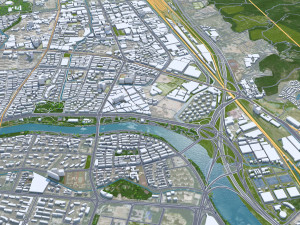 Fuzhou city Fujian China 80km 3D Модель