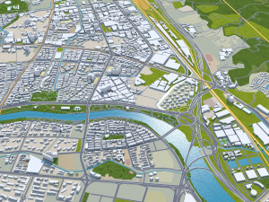 Fuzhou city Fujian China 80km 3D Модель