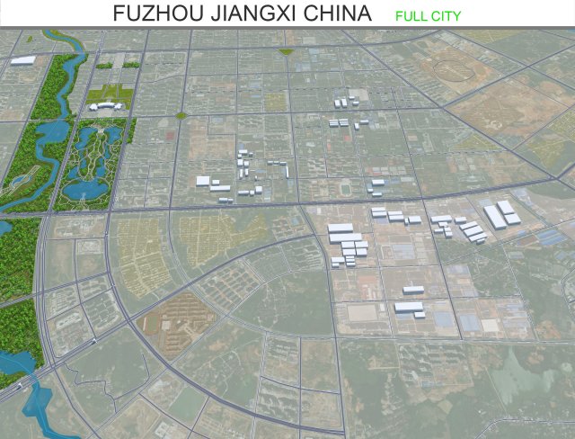 Fuzhou city Jiangxi China 25km Modelo 3D .c4d .max .obj .3ds .fbx .stl .blend 