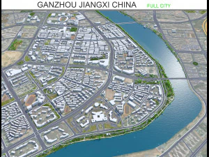 Ganzhou city Jiangxi China 50km 3D Model