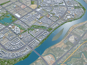 Ganzhou city Jiangxi China 50km Modèle 3D