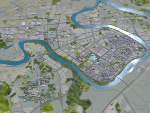 Ganzhou city Jiangxi China 50km Modèle 3D
