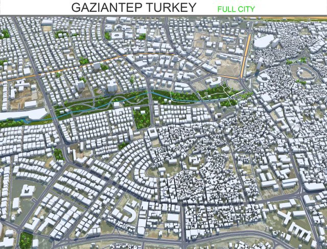 Cidade de Gaziantep Turquia 35 km Modelo 3D .c4d .max .obj .3ds .fbx .stl .blend