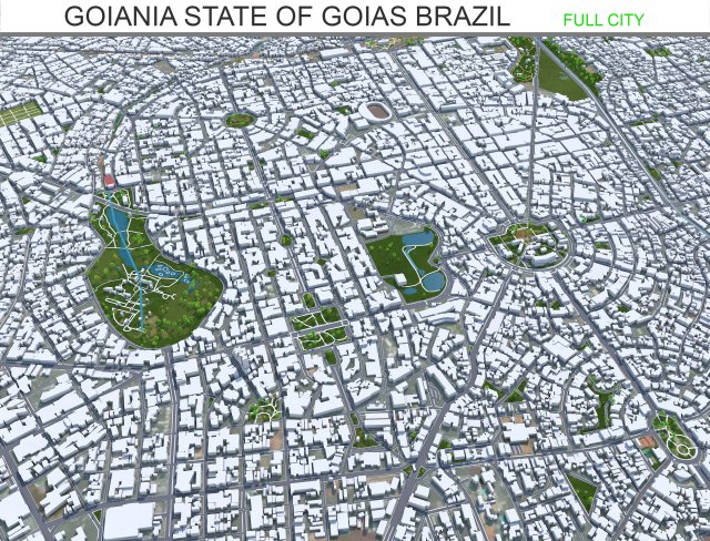 Goiania city State of Goias Brazil 50km 3D Модель .c4d .max .obj .3ds .fbx .stl .blend