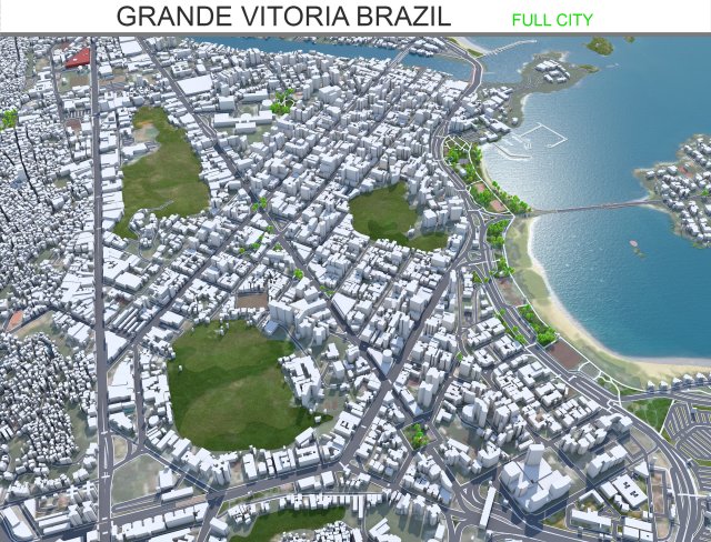 Grande city Vitoria Brazil 70km 3D Model .c4d .max .obj .3ds .fbx .stl .blend