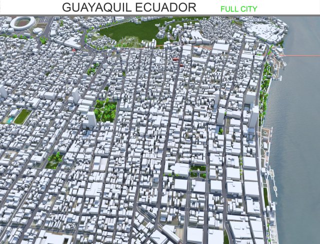 Guayaquil city Ecuador 40km 3D-Modell .c4d .max .obj .3ds .fbx .stl .blend 