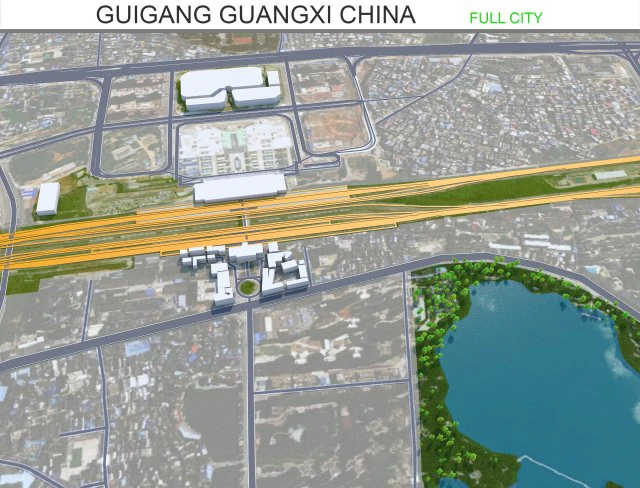 Guigang city Guangxi China 20km 3D Model .c4d .max .obj .3ds .fbx .stl .blend 