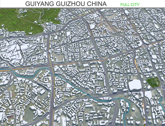 Guiyang city Guizhou China 60km 3D 模型 .c4d .max .obj .3ds .fbx .stl .blend 