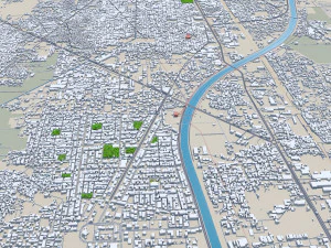 Gujranwala city Pakistan 30km 3D Model
