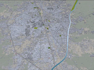 Gujranwala city Pakistan 30km 3D Model