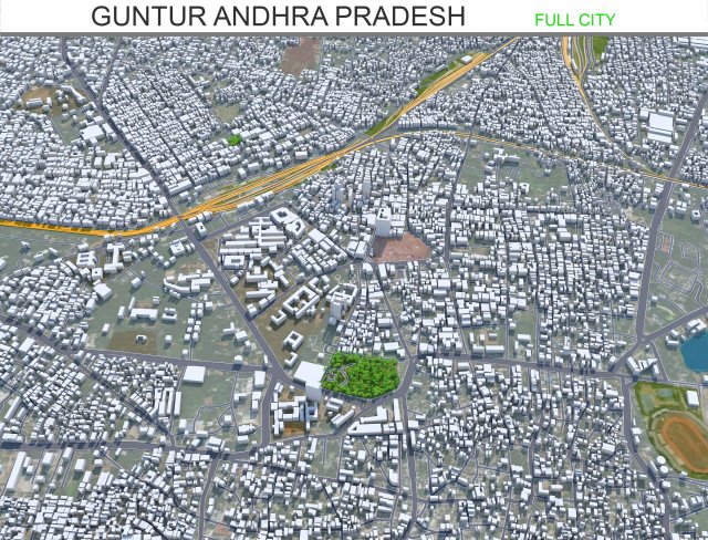 Guntur city Andhra Pradesh 20km 3D मॉडल .c4d .max .obj .3ds .fbx .stl .blend 