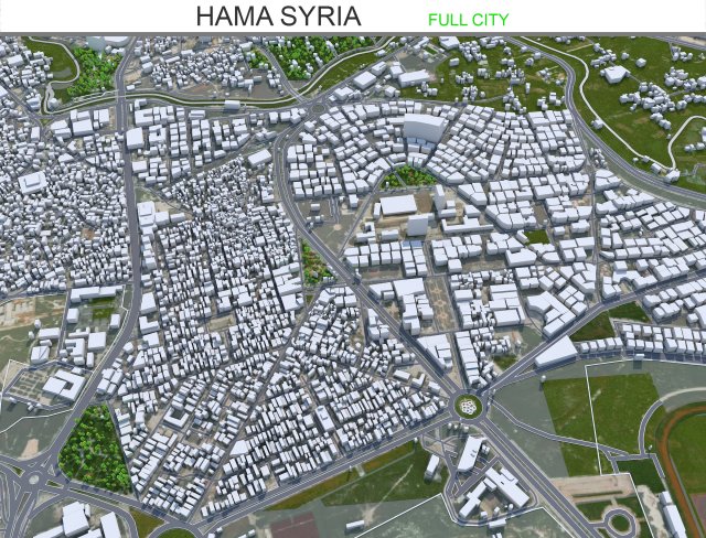 Hama city Syria 15km 3D Model .c4d .max .obj .3ds .fbx .stl .blend 