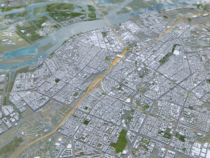Harbin city Heilongjiang China 90km 3D Model