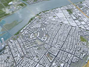 Harbin city Heilongjiang China 90km 3D Model