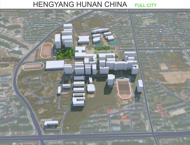 Hengyang city Hunan China 50km 3D 模型 .c4d .max .obj .3ds .fbx .stl .blend 