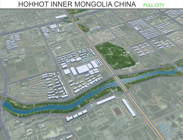Hohhot Inner city Mongolia China 55km Modelo 3D .c4d .max .obj .3ds .fbx .stl .blend 