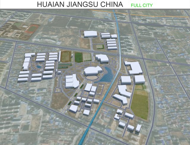 Huaian city Jiangsu China 50km 3D Model .c4d .max .obj .3ds .fbx .stl .blend 