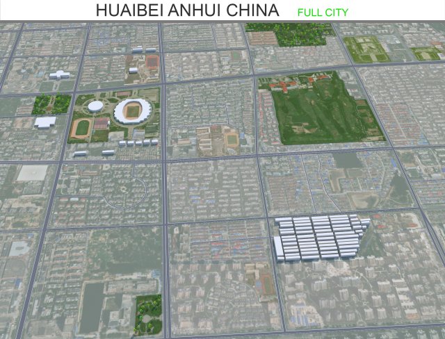 Huaibei city Anhui China 35km 3D 模型 .c4d .max .obj .3ds .fbx .stl .blend 