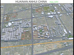 Huainan city Anhui China 55km 3D Model