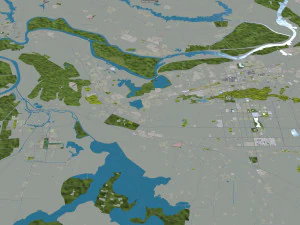 Huainan city Anhui China 55km 3D Model