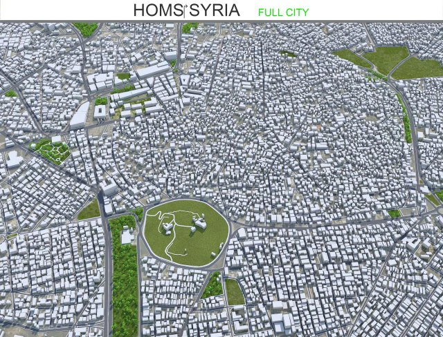 Homs city Syria 20km 3D Model .c4d .max .obj .3ds .fbx .stl .blend 