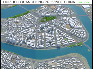Huizhou Guangdong city Province China 80km 3D Model