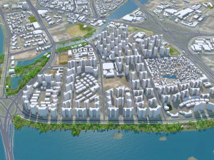Huizhou Guangdong city Province China 80km 3D Model