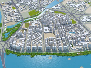 Huizhou Guangdong city Province China 80km 3D Model