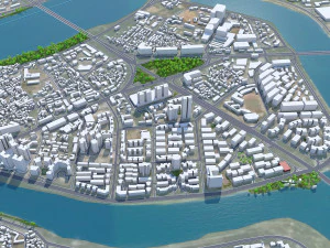 Huizhou Guangdong city Province China 80km 3D Model