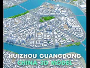 Huizhou Guangdong city Province China 80km 3D Model
