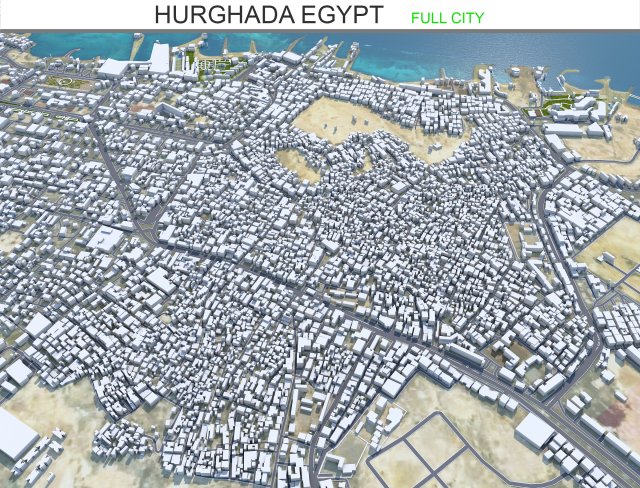 Hurghada city Egypt 60km 3D Model .c4d .max .obj .3ds .fbx .stl .blend