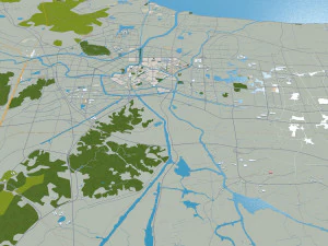 中国浙江省湖州市 50公里 3D 模型