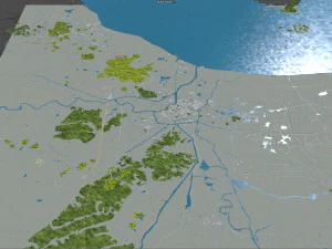 中国浙江省湖州市 50公里 3D 模型