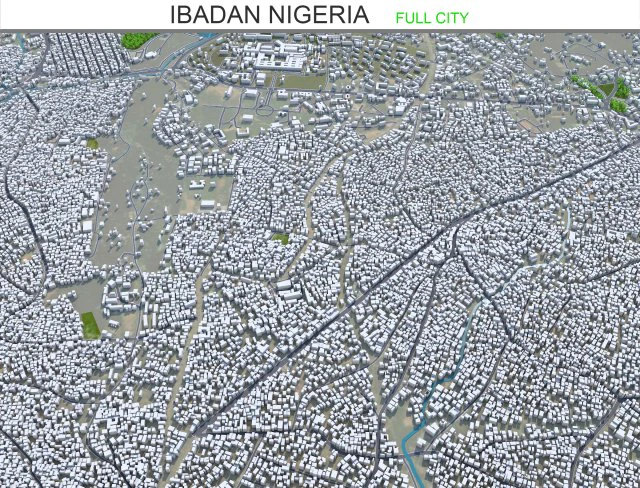 Ibadan city Nigeria 40km 3D Model .c4d .max .obj .3ds .fbx .stl .blend 