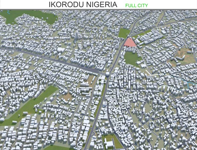 Ikorodu city Nigeria 30km 3D Model .c4d .max .obj .3ds .fbx .stl .blend 