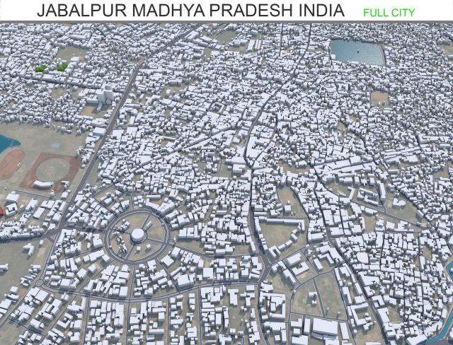 Jabalpur city Madhya Pradesh India 30km 3D Model .c4d .max .obj .3ds .fbx .stl .blend 