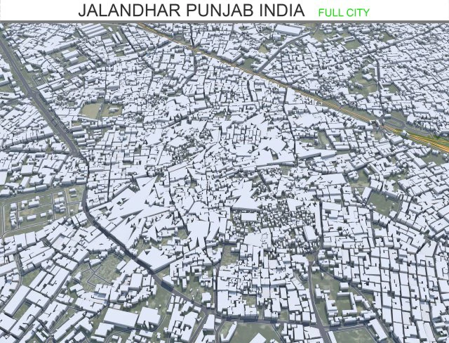 Jalandhar city Punjab India 30km 3D Model .c4d .max .obj .3ds .fbx .stl .blend