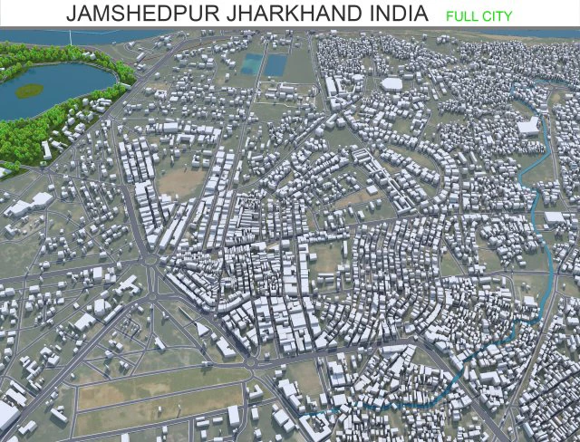 Jamshedpur city Jharkhand India 30km 3D Model .c4d .max .obj .3ds .fbx .stl .blend 