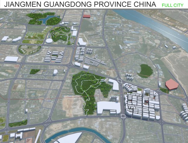 Jiangmen Guangdong city Province China 50km Modelo 3D .c4d .max .obj .3ds .fbx .stl .blend 