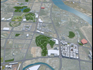 Jiangmen Guangdong city Province China 50km Modelo 3D