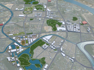 Jiangmen Guangdong city Province China 50km Modelo 3D
