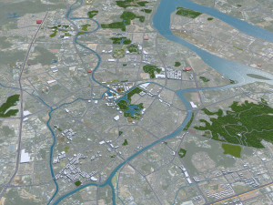 Jiangmen Guangdong city Province China 50km Modelo 3D