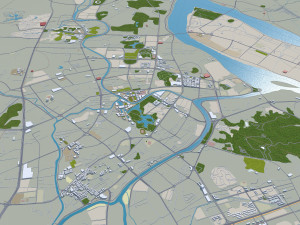 Jiangmen Guangdong city Province China 50km Modelo 3D