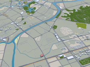 Jiangmen Guangdong city Province China 50km Modelo 3D