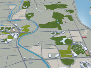 Jiangmen Guangdong city Province China 50km Modelo 3D