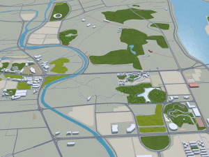 Jiangmen Guangdong city Province China 50km 3D Model