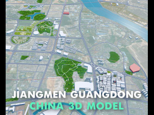Jiangmen Guangdong city Province China 50km Modelo 3D