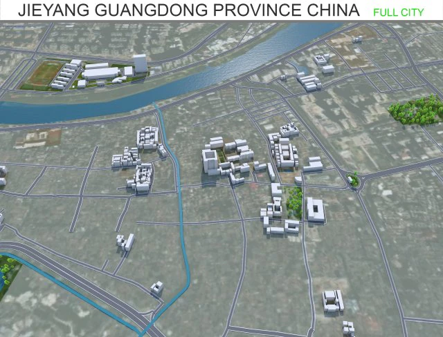 Jieyang cidade de Guangdong prov&iacute;ncia China 55 km Modelo 3D .c4d .max .obj .3ds .fbx .stl .blend 