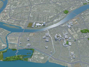Jieyang cidade de Guangdong prov&iacute;ncia China 55 km Modelo 3D